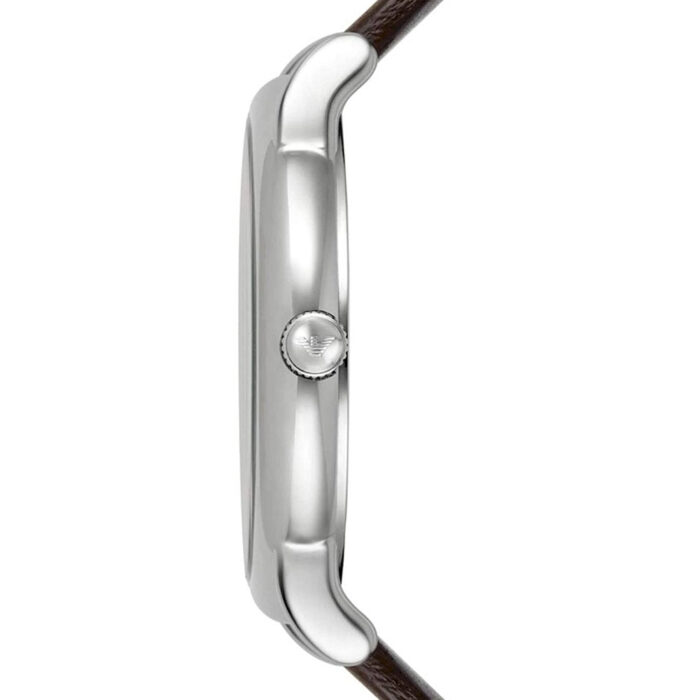 Emporio Armani Herren White Dial Brown Leather Strap Watch For Men - AR11103 - Image 4